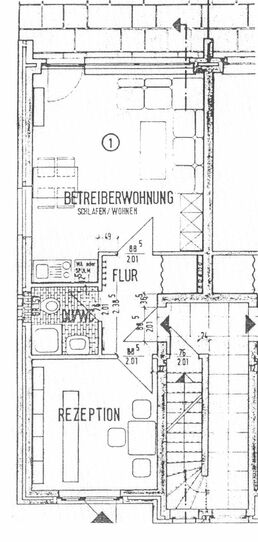 geplante, aber nicht realisierte Betreiberwohnung im Haus